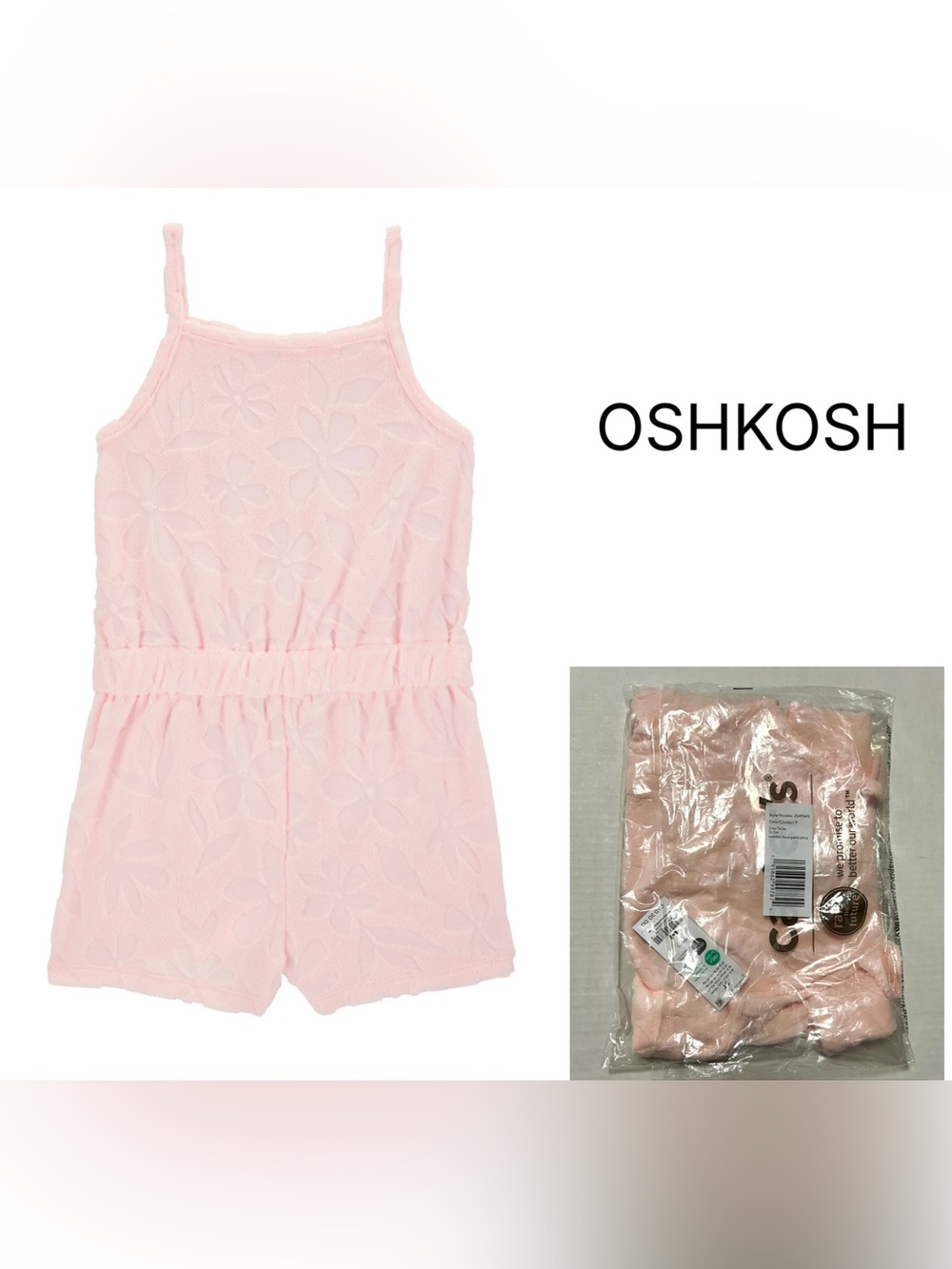 OSHKOSH - 5T - NWT - TODDLER GIRLS - FLORAL TERRY CLOTH SWIM COVER UP ROMPER